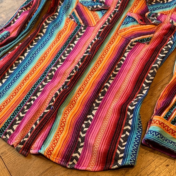 Crazy Train Multicolor Striped Snap Close Western Shirt - Picture 4 of 16